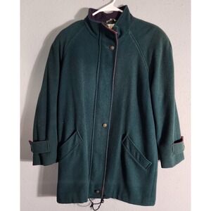 Mackintosh New England Womens 6 Zip Front Wool Green Jacket Coat Lined USA Made